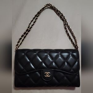 VIP Cosmetics Make Up Quilted Clutch Crossbody Gold Chain Bag